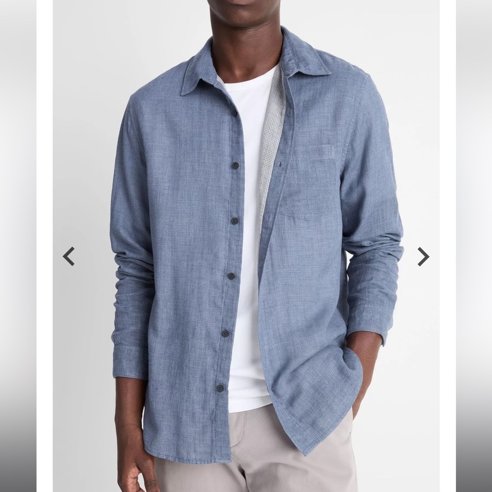 Vince Regular Fit Double Face Button-Up Shirt chambray NWT